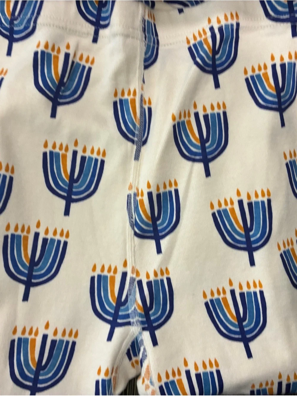 Hanna Andersson Cream Organic Cotton Pajama Set Blue Gold Menorah Hanukah 140 10